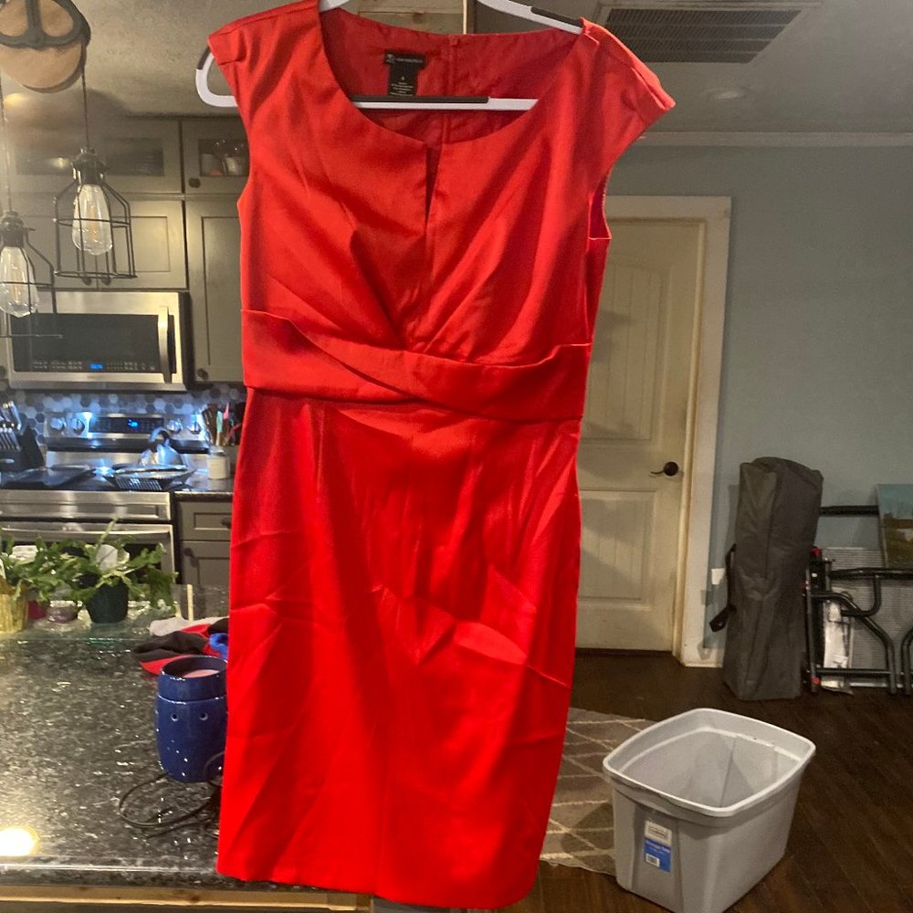 New Directions red satin knee length dress